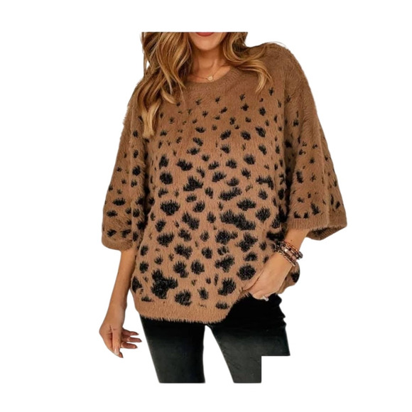 DAVI & DANI Sweaters - Davi & Dani sweater plus sz 3XL leopard eyelash pullover soft NWT